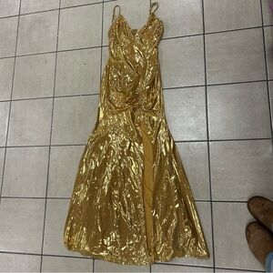 Elegant Gold Maxi Evening Gown/Prom Dress